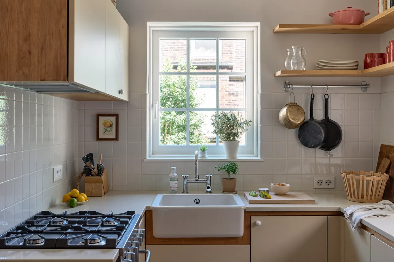 An installer fitting a new kitchen window with trickle ventilation
