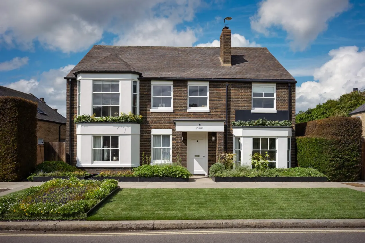 A detached house with all its windows freshly replaced